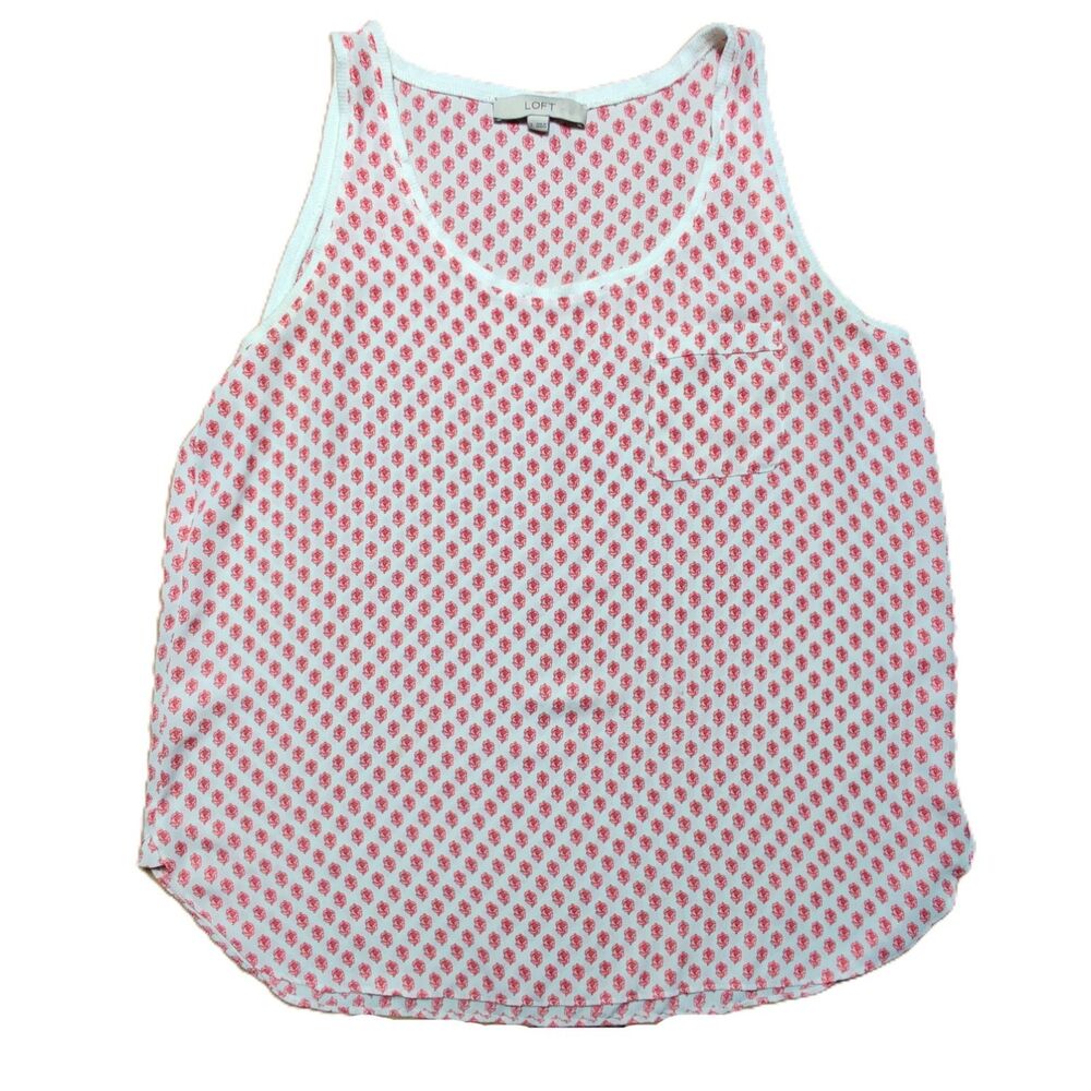 LOFT Women’s Tank Top Pink Floral Sleeveless Lightweight Casual Size L
